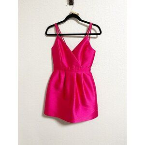 Miss Selfridge Bubble Dress Strappy Pleated Surplice V Neck Satin Pink Size 4‎
